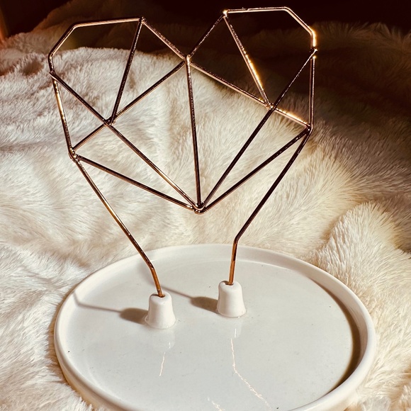 Rose Gold & White Jewelry Holder, Organizer, Display | Geometric Heart | New Box - Picture 11 of 11